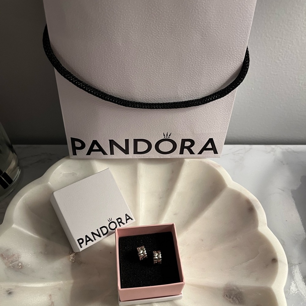 Pandora Silver Heart Pattern Clip Charms